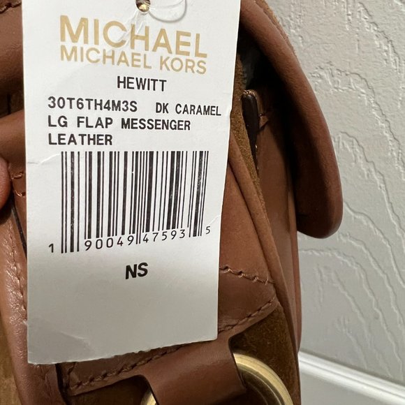 Michael Kors " Hewitt" Women's Caramel Leather Suede Crossbody/Messenger Bag. - Picture 10 of 16